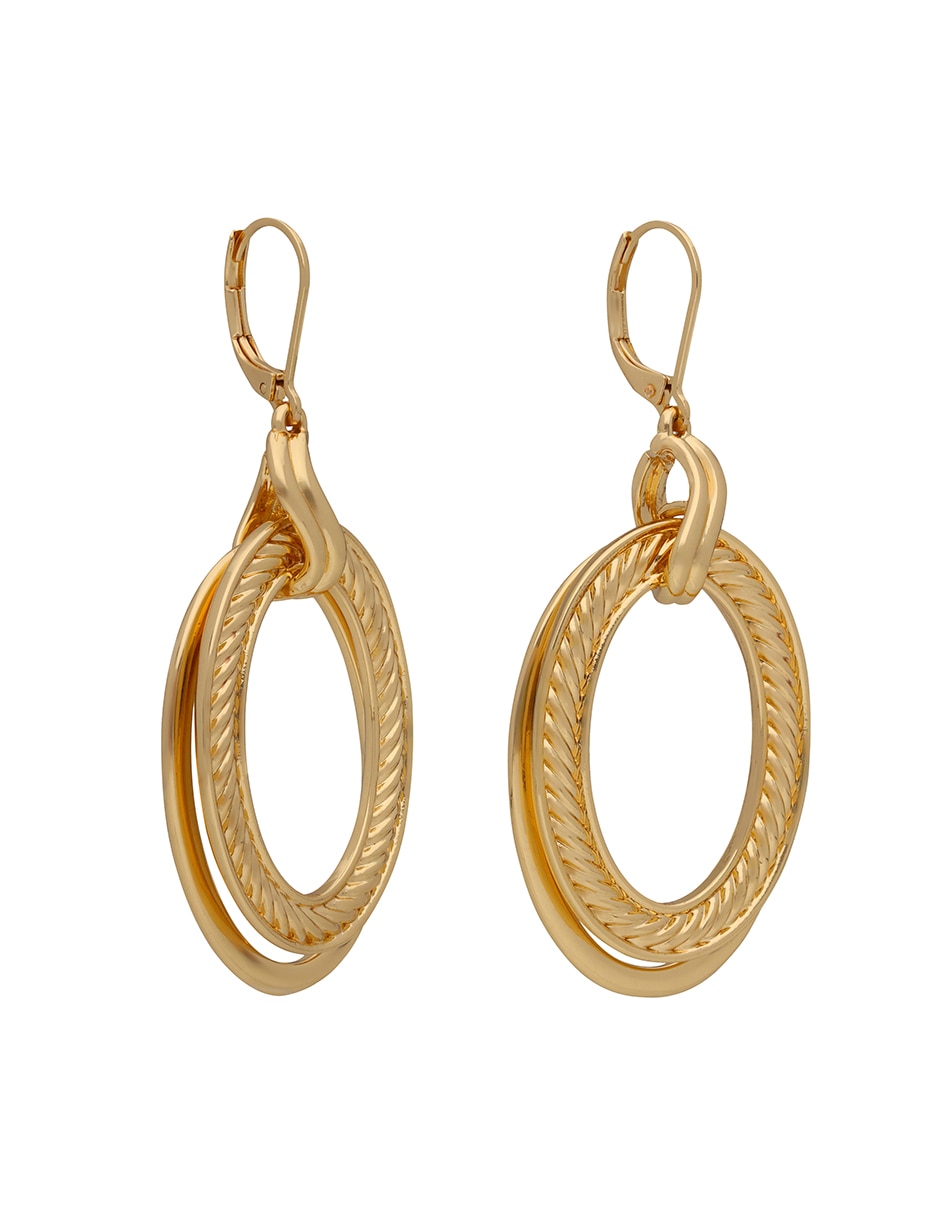 Aretes largos Golden Ropes con acabado pulido