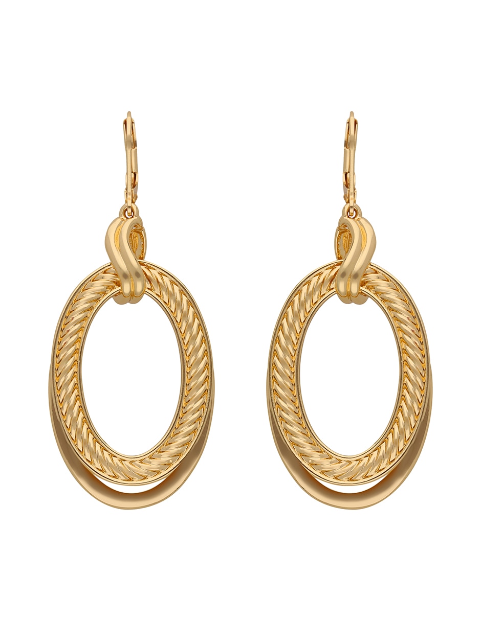 Aretes largos Golden Ropes con acabado pulido 2