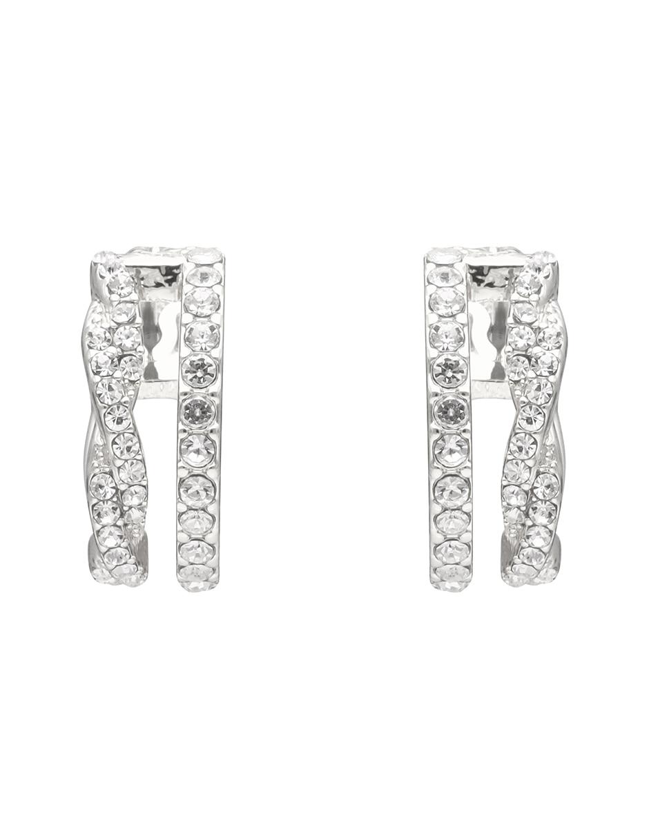 Arracadas mystic twist de latón con acabado pavé cristal 2