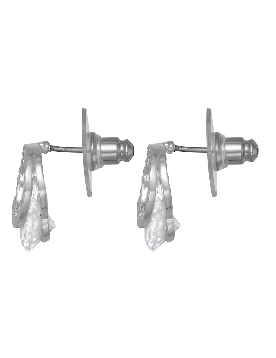 Aretes cortos social cz ears con acabado pulido circonita Aretes cortos social cz ears con acabado pulido circonita