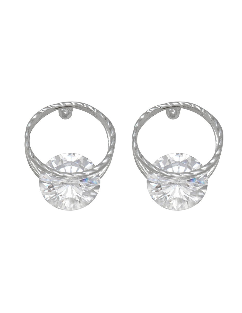 Aretes cortos social cz ears con acabado pulido circonita 2