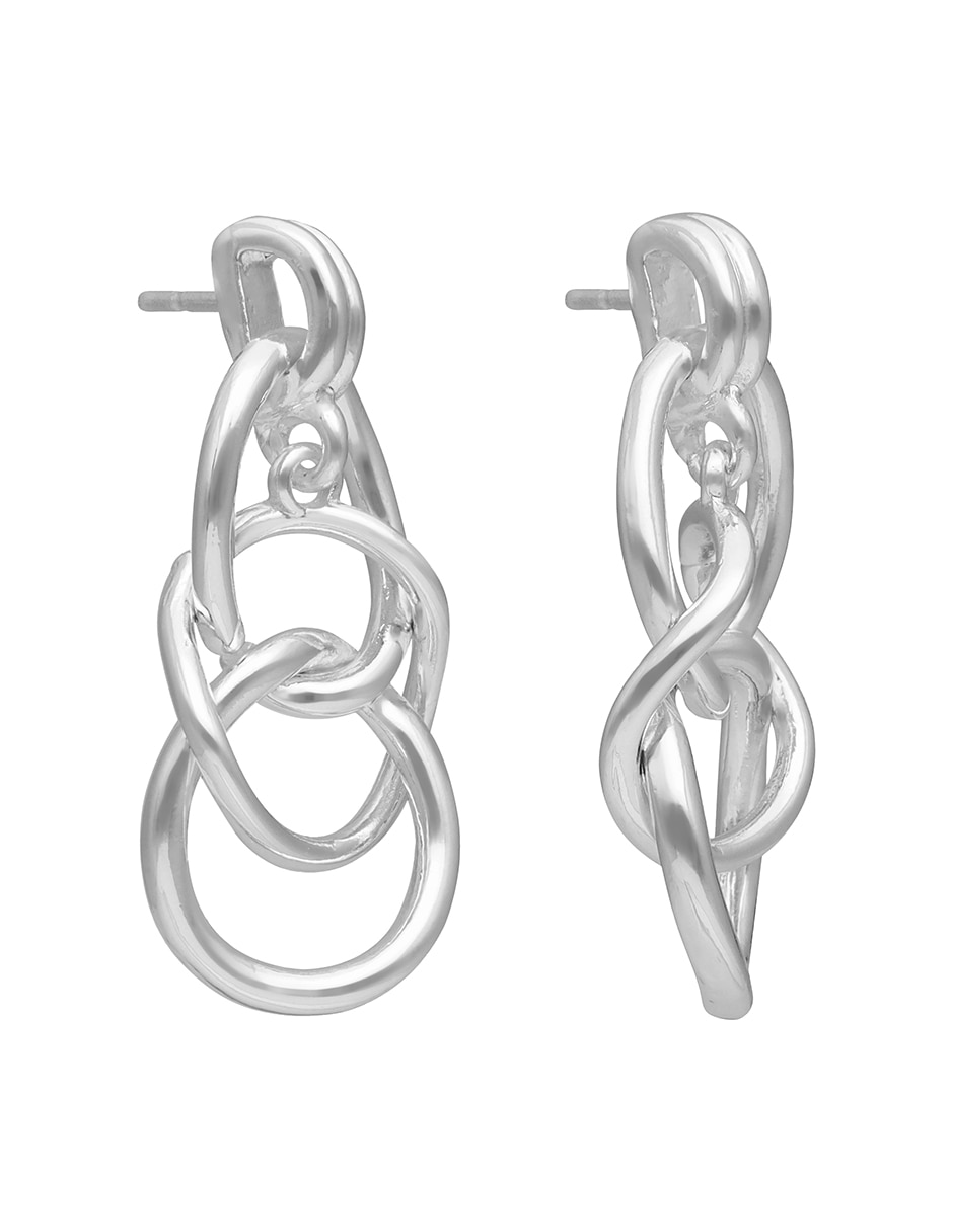 Aretes cortos entrelazados Silver Rings con acabado pulido
