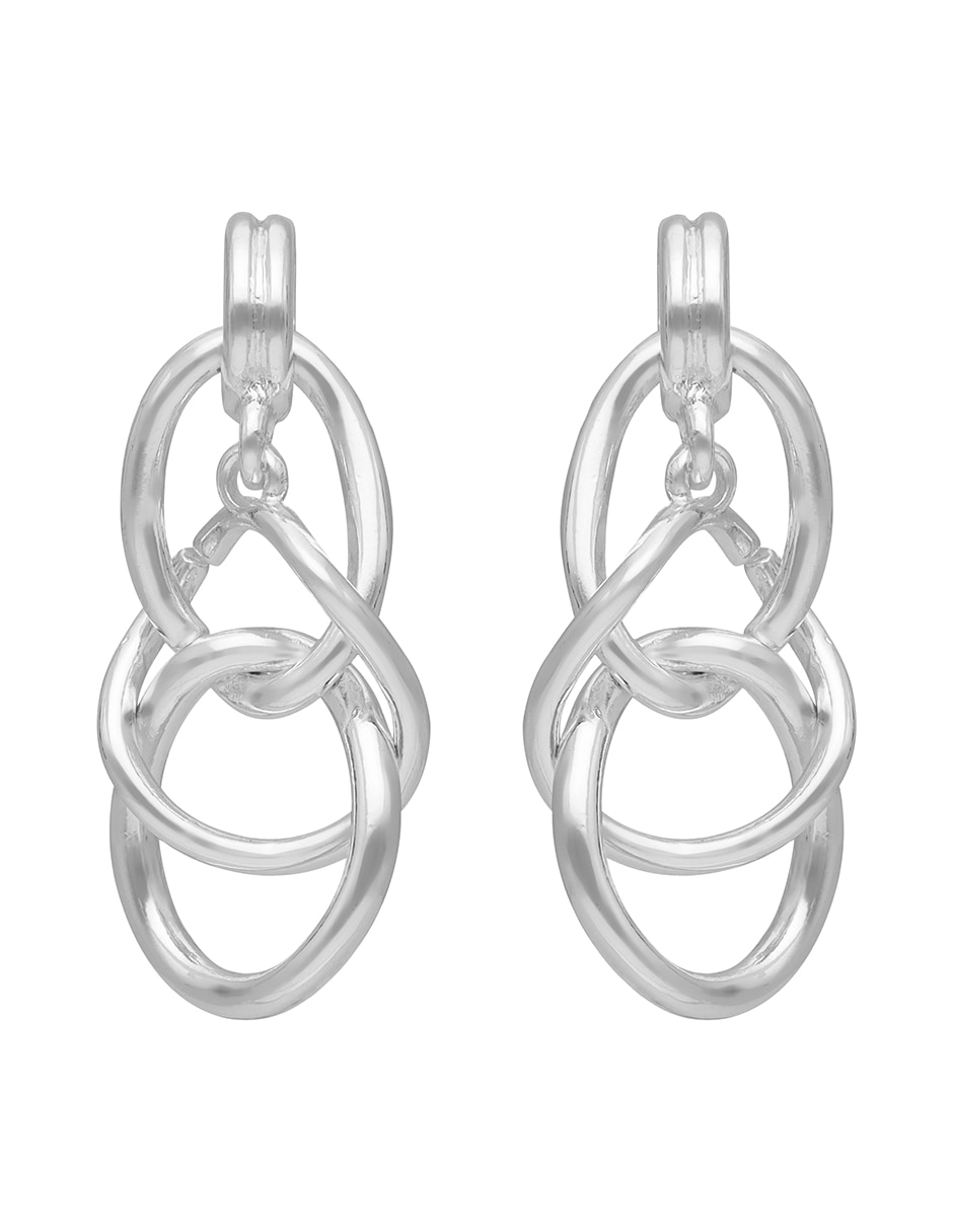 Aretes cortos entrelazados Silver Rings con acabado pulido 2