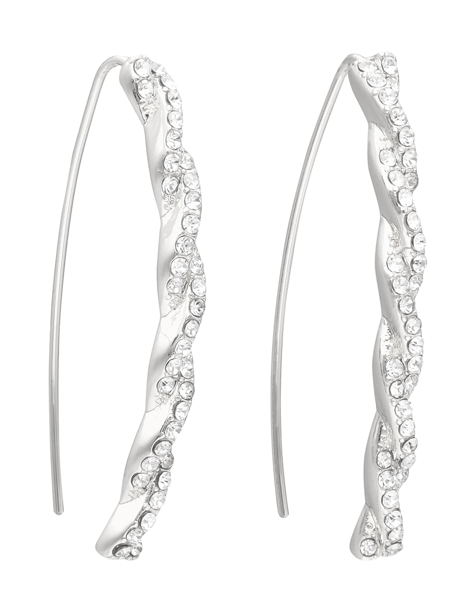 Aretes cortos circulares Mystic Twist con acabado pavé cristal