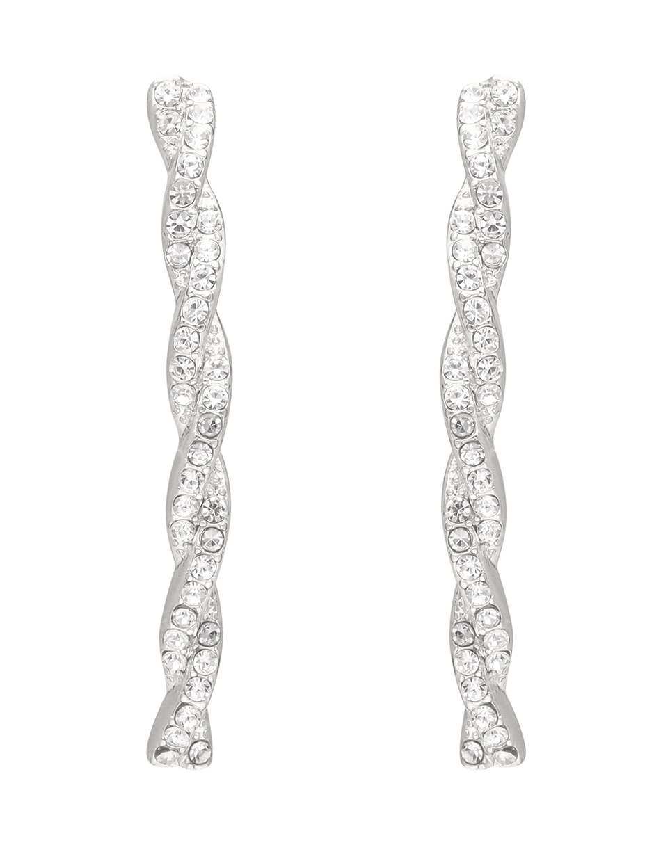 Aretes cortos circulares Mystic Twist con acabado pavé cristal 2