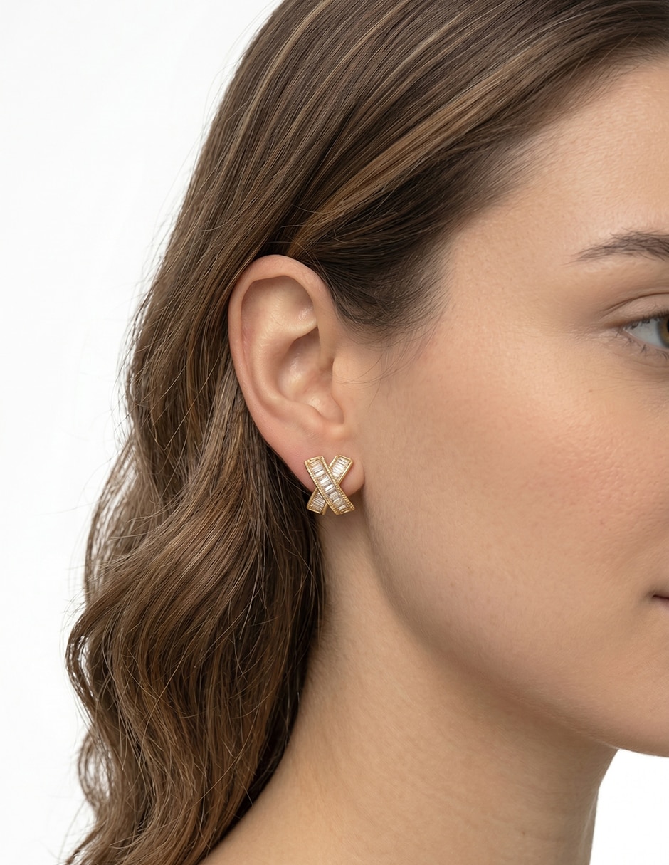 Aretes circulares Social Cz Ears con acabado pulido 2