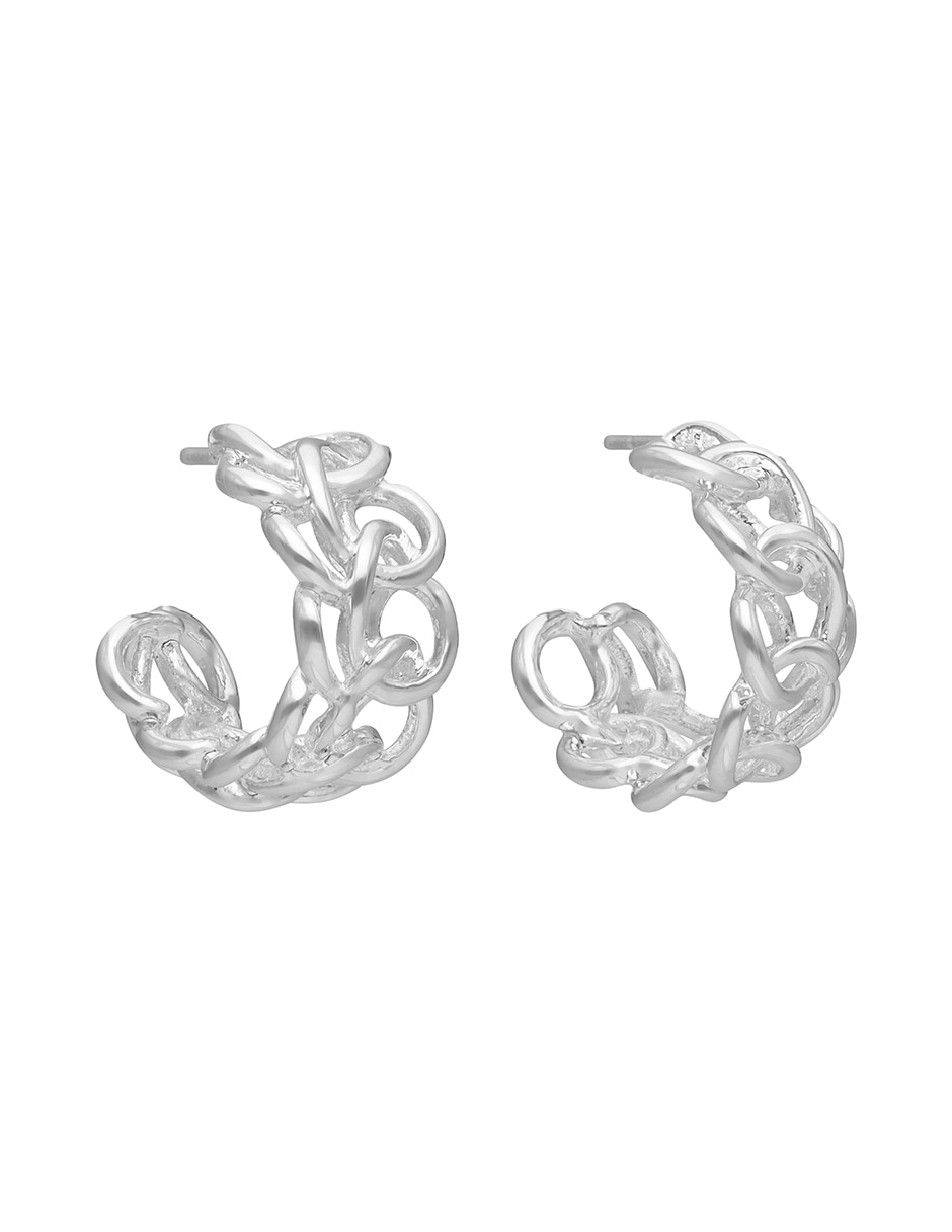 Aretes cortos entrelazado Silver Rings con acabado pulido