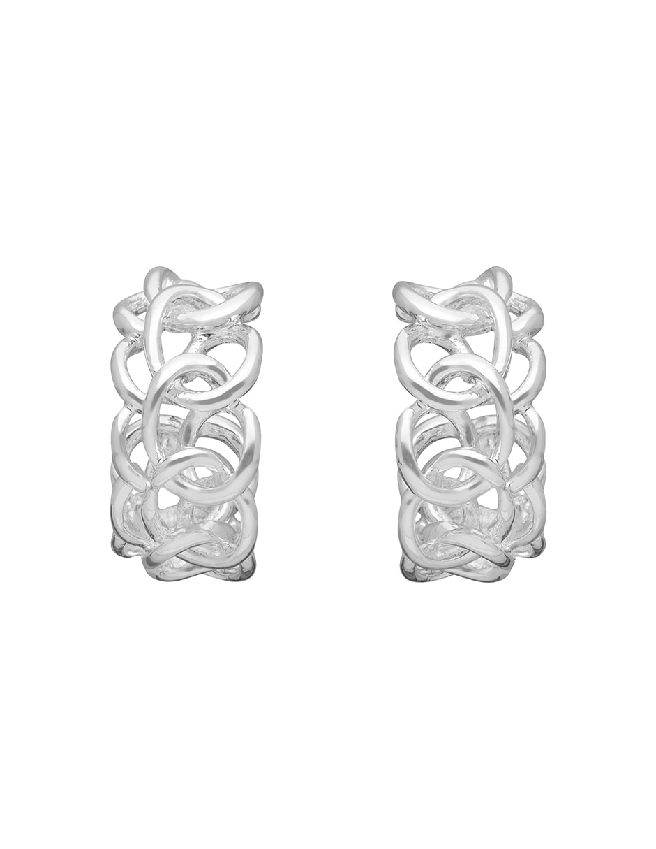 Aretes cortos entrelazado Silver Rings con acabado pulido 2