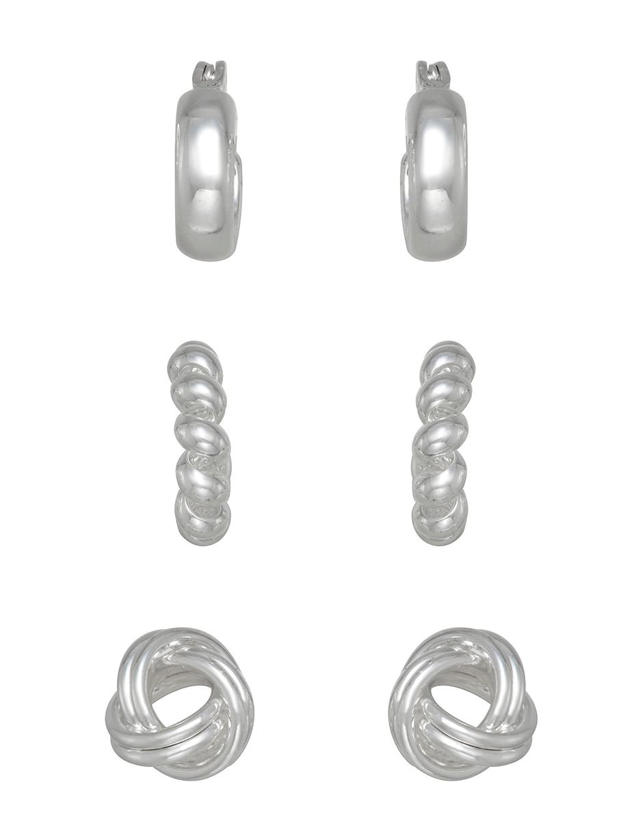 Set de aretes de (si aplica) Circular No aplica BASIC METAL de Aleación metálica Sin kilataje con acabado Pulido Sin gema 2
