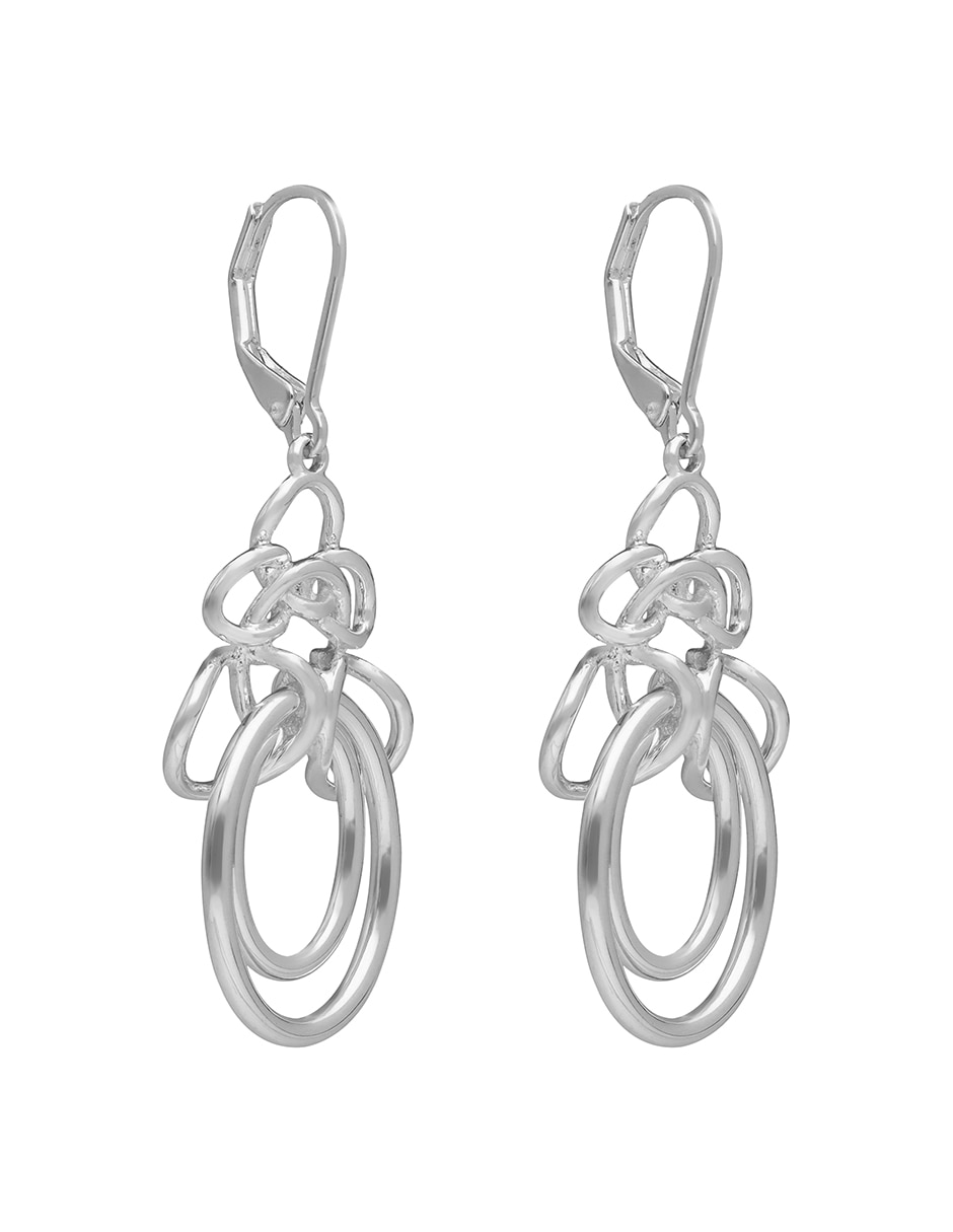 Aretes cortos entrelazados Silver Rings con acabado pulido