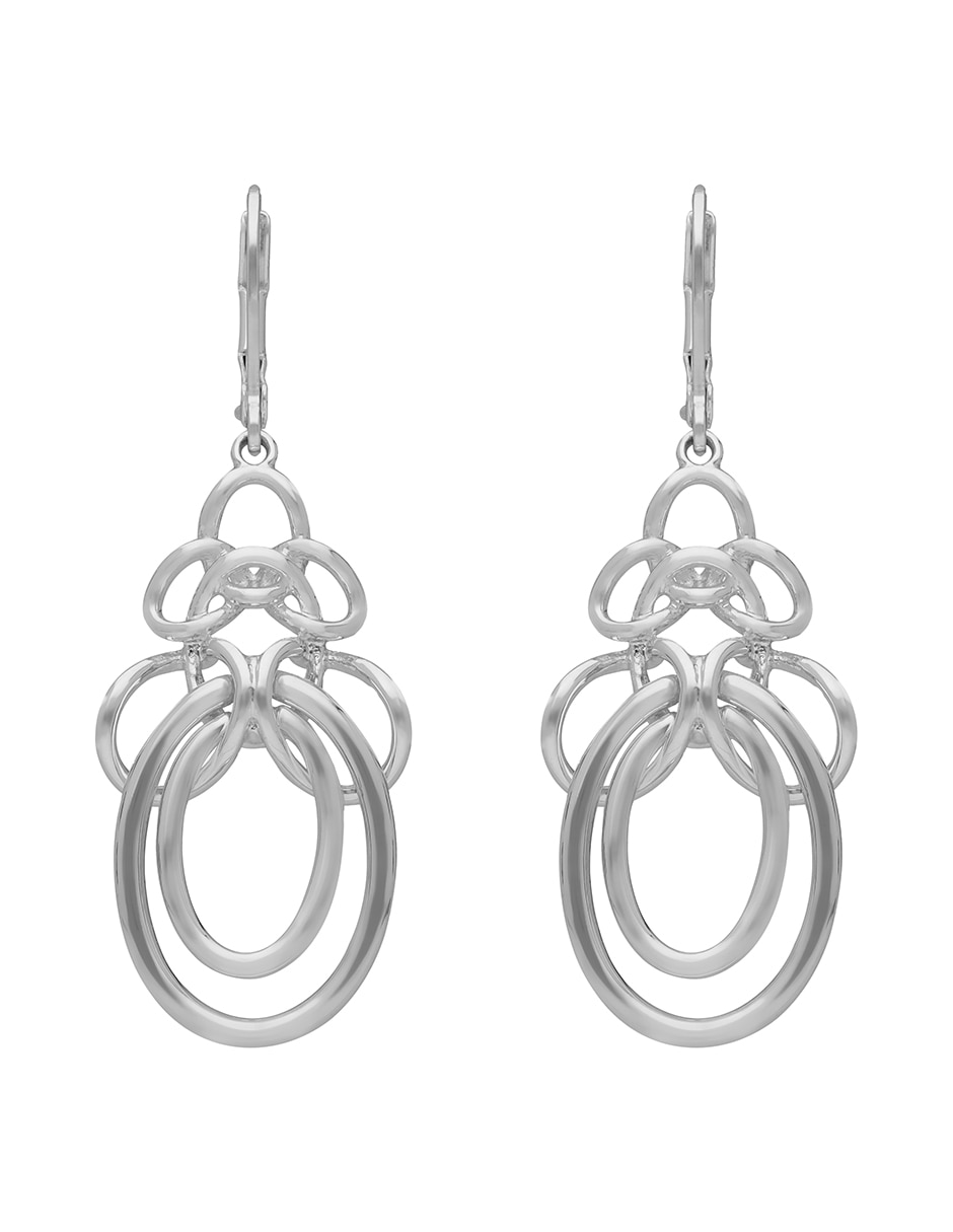 Aretes cortos entrelazados Silver Rings con acabado pulido 2