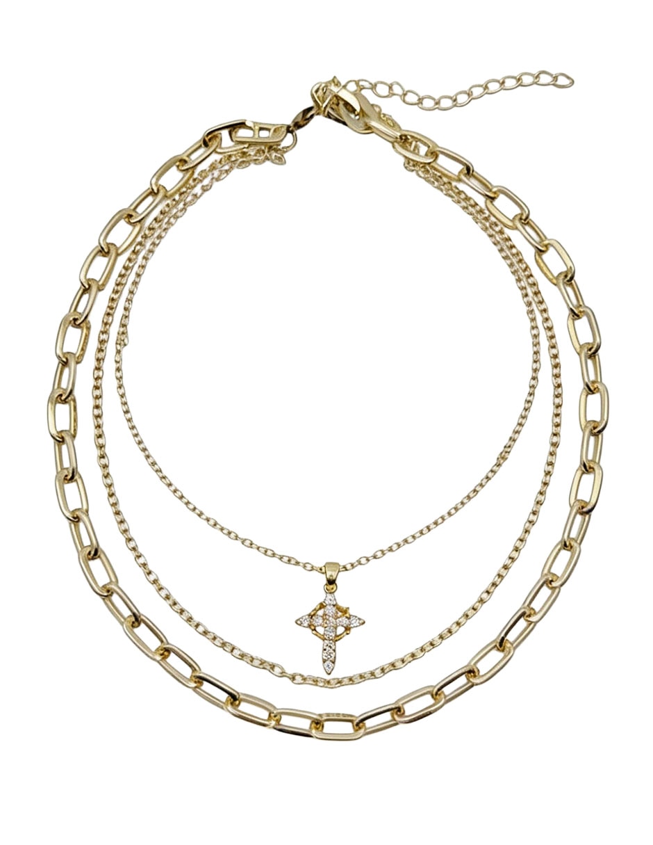 Collar con dije Cruz de oro laminado Collar con dije Cruz de oro laminado