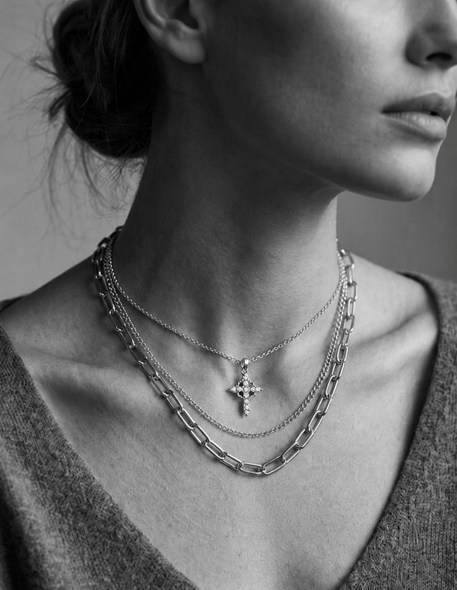 Collar con dije Cruz de oro laminado 11