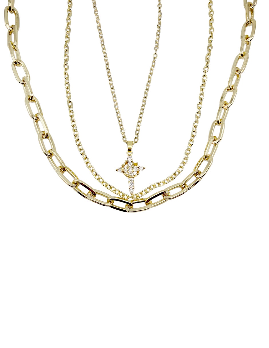 Collar con dije Cruz de oro laminado 8