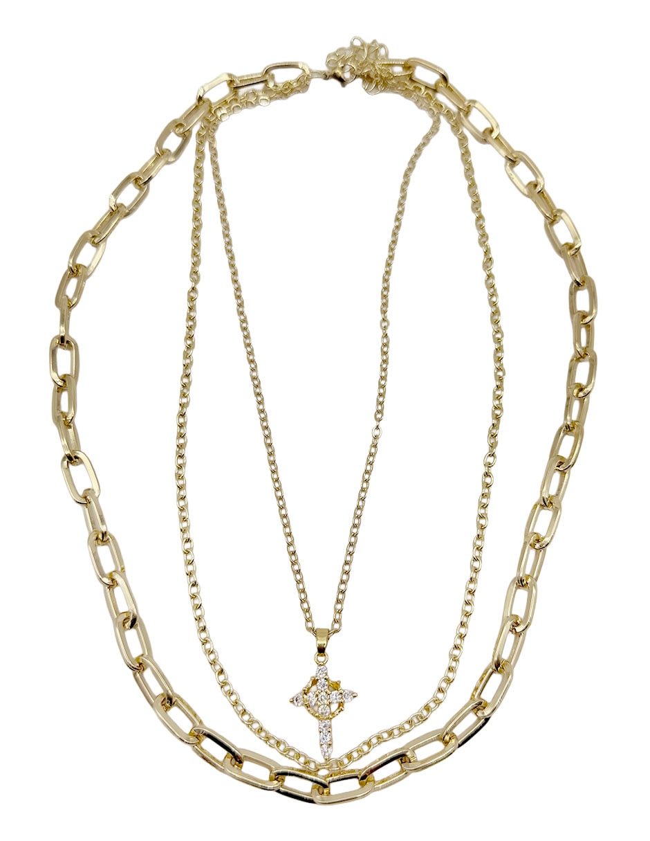 Collar con dije Cruz de oro laminado 14