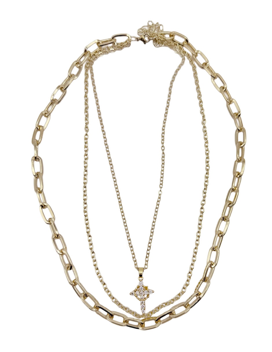 Collar con dije Cruz de oro laminado 2