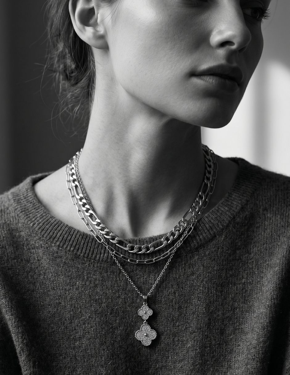 Collar con dije de flor de oro laminado 10 k 4
