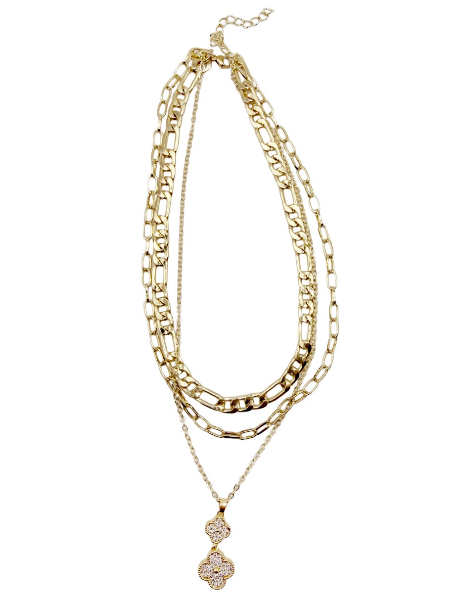 Collar con dije de flor de oro laminado 10 k 2