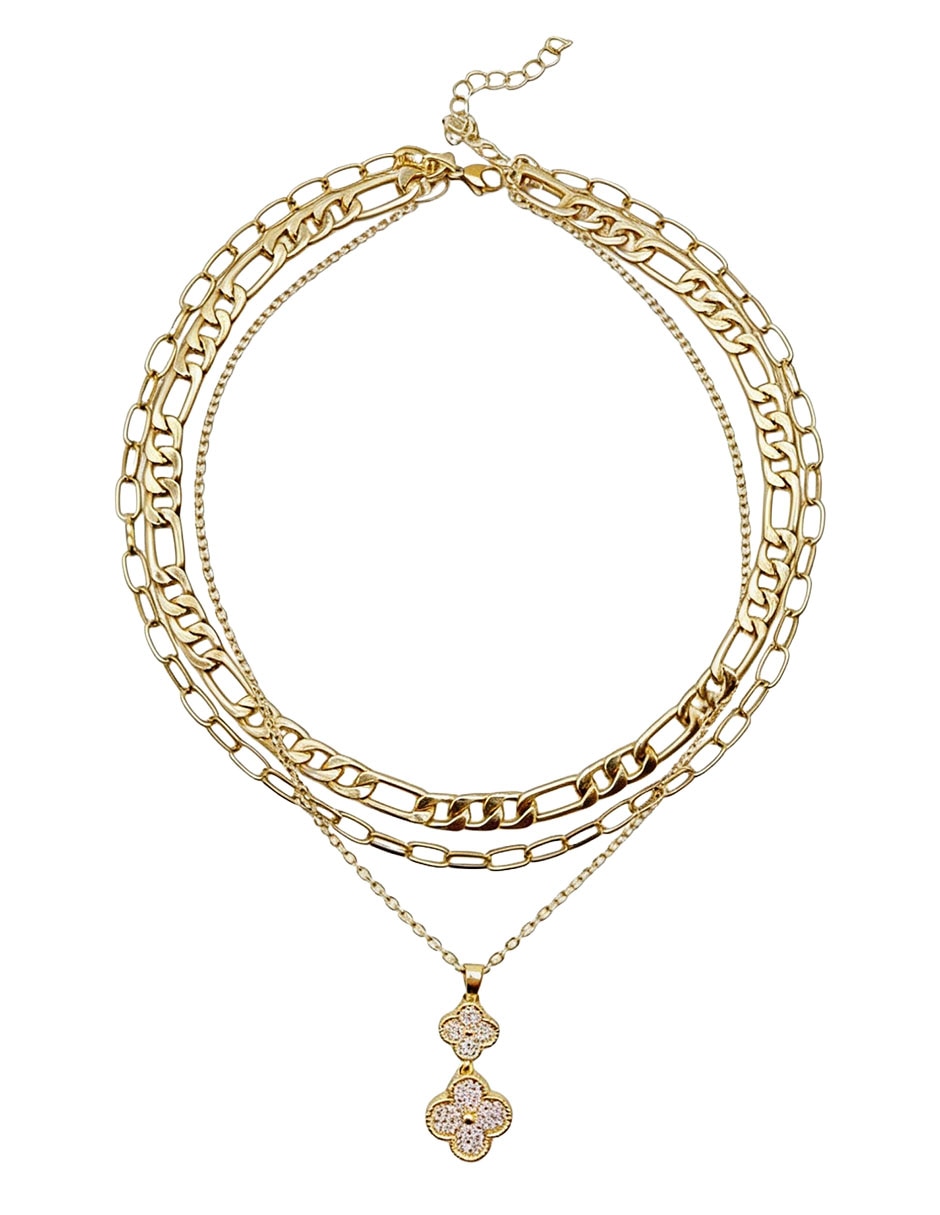 Collar con dije de flor de oro laminado 10 k 5