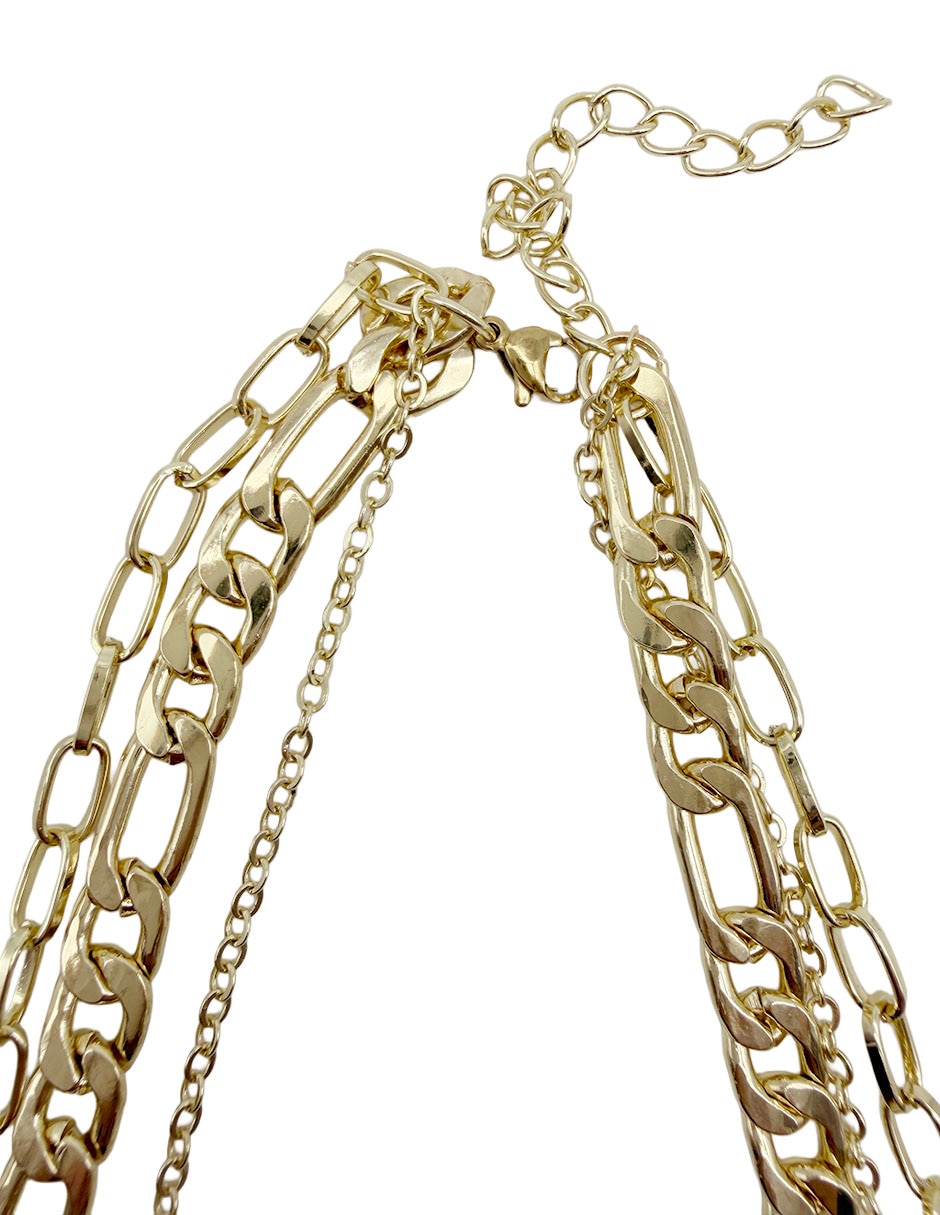 Collar con dije de flor de oro laminado 10 k 7