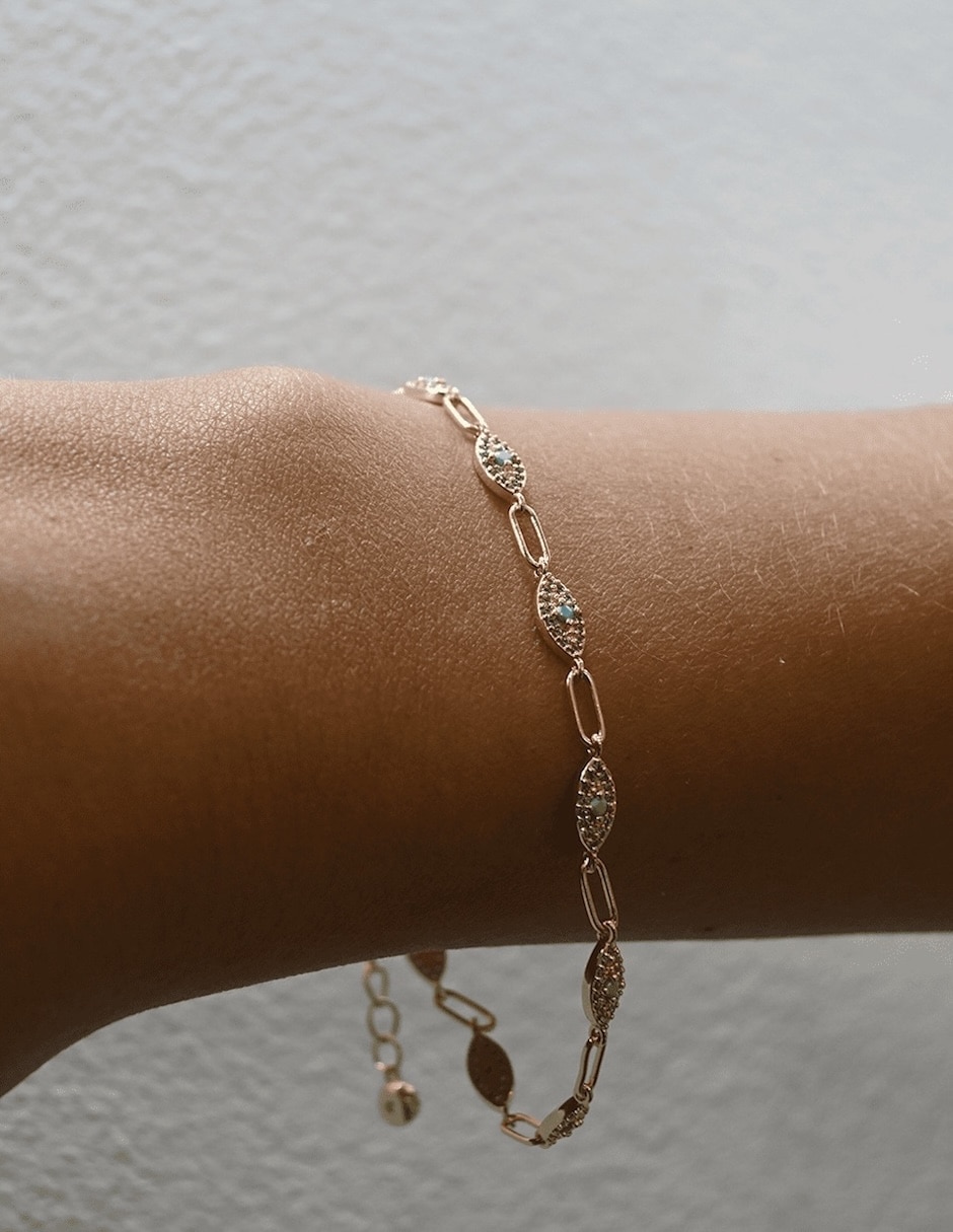 Pulsera pulsera de aleación de metal 14 k golden circonias 3