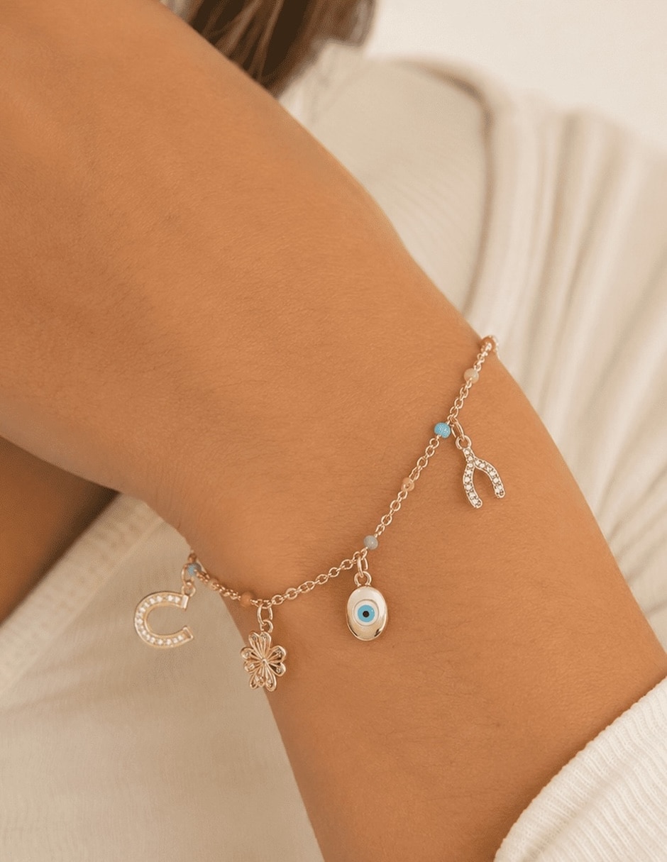 Pulsera pulsera de aleación de metal 14 k buena suerte 3