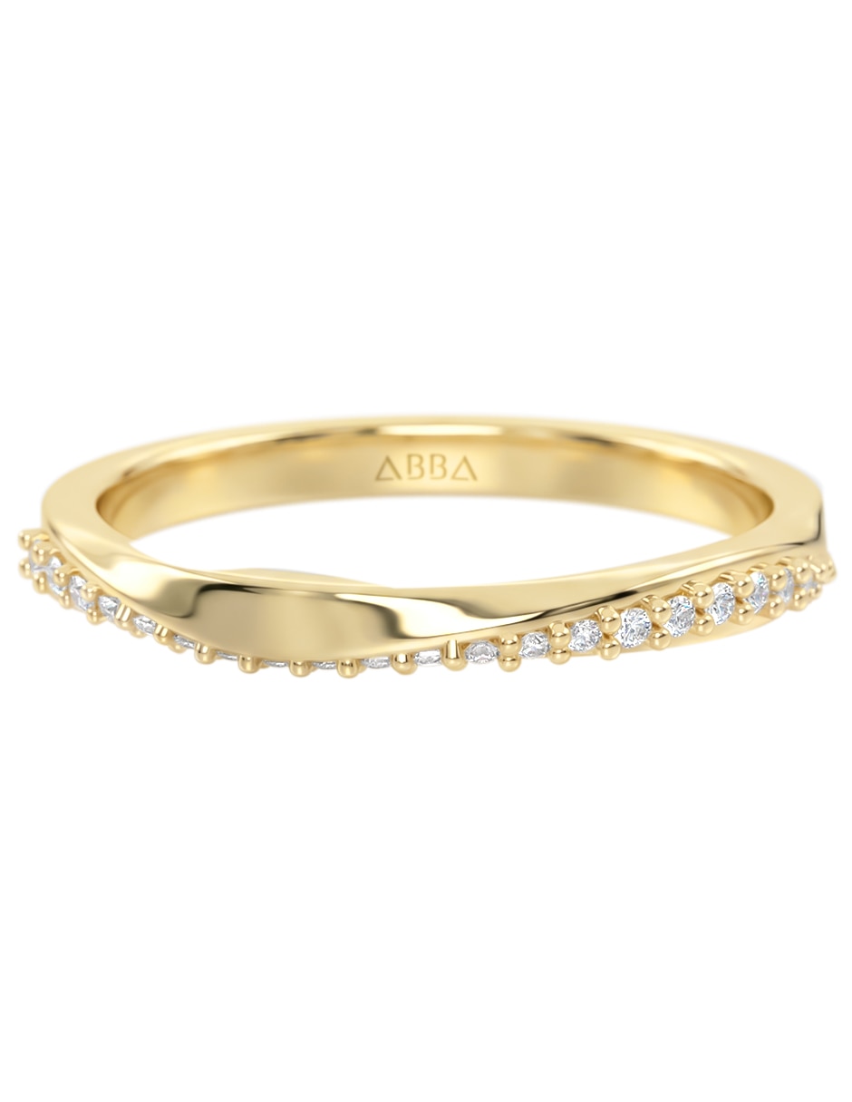 Anillo 14 k de oro zirconia brillante