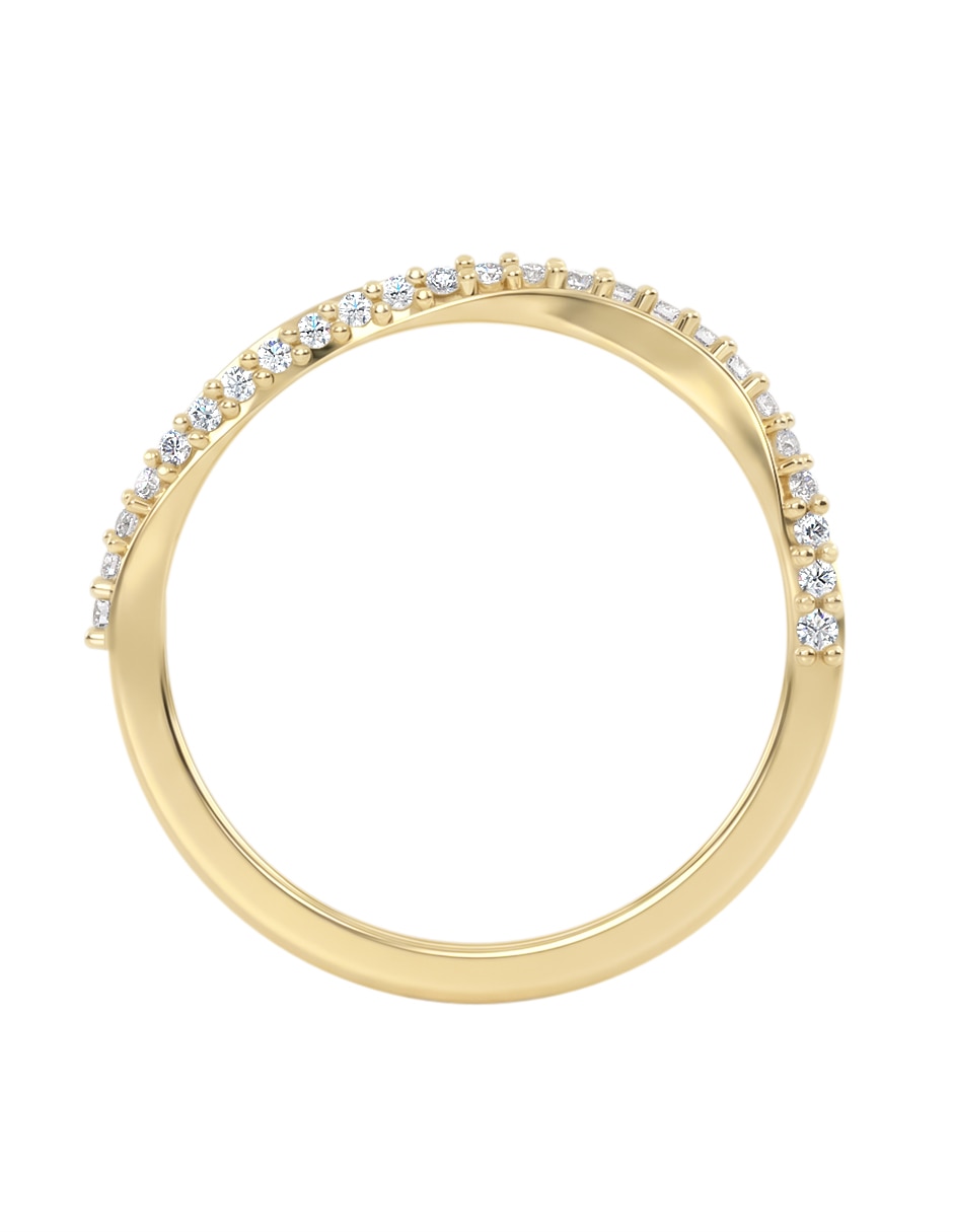 Anillo redondo 14 k de oro zirconia brillante 5
