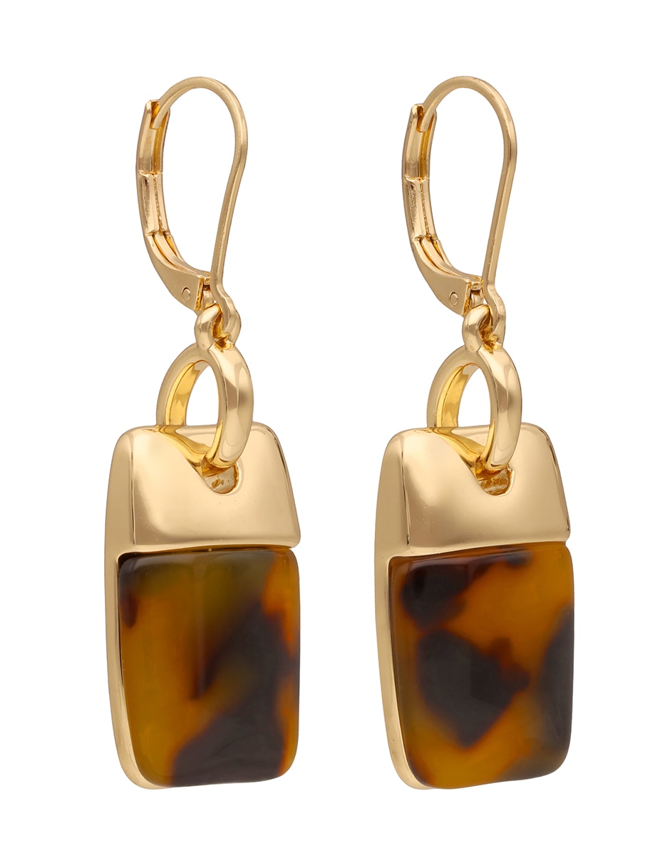 Aretes cortos Gold Tortoise & Cheetah con acabado pulido resina Aretes cortos Gold Tortoise & Cheetah con acabado pulido resina