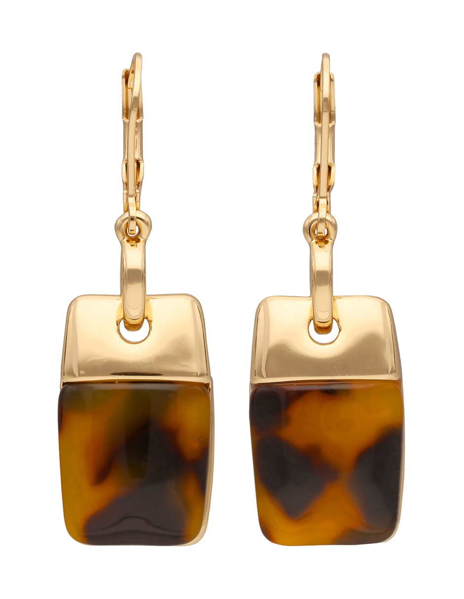 Aretes cortos Gold Tortoise & Cheetah con acabado pulido resina 2