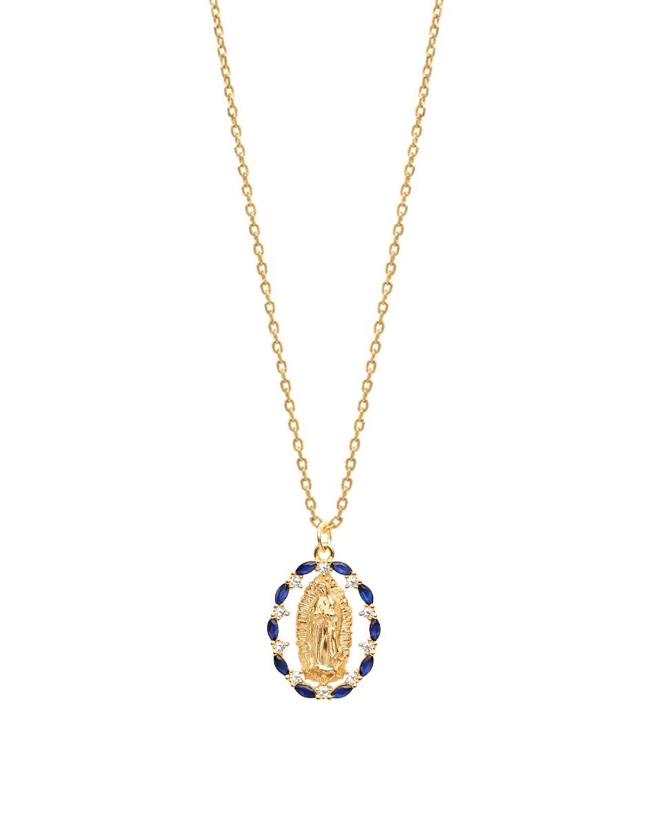 Medalla y cadena de Virgen de Guadalupe de plata p 925 1