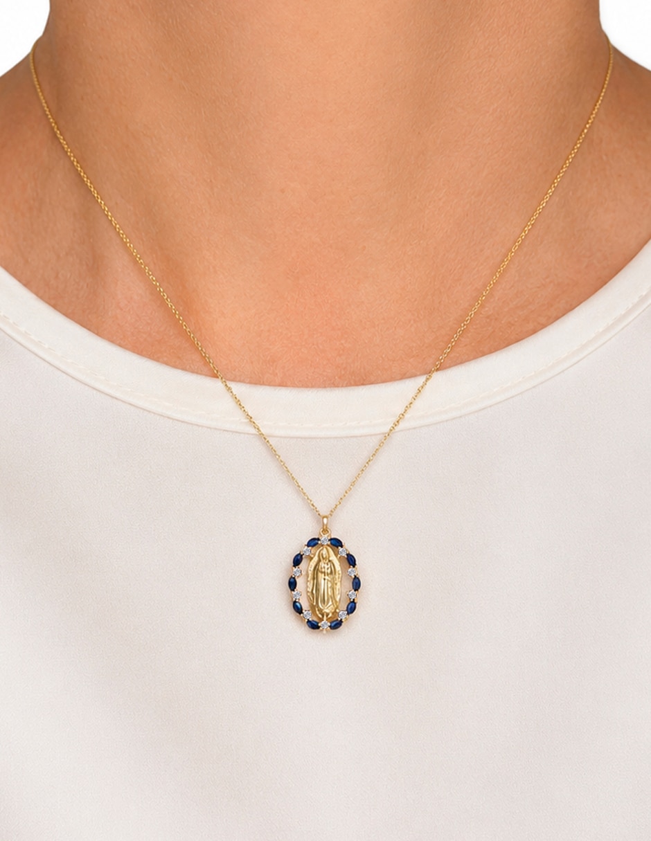 Medalla y cadena de Virgen de Guadalupe de plata p 925 3