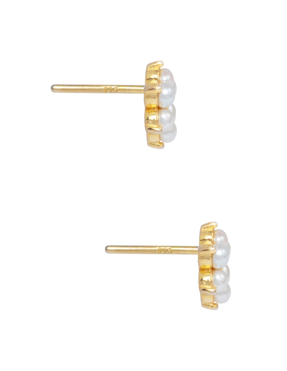 Broqueles de flor Floral de plata P 925 con acabado pavé perla 3