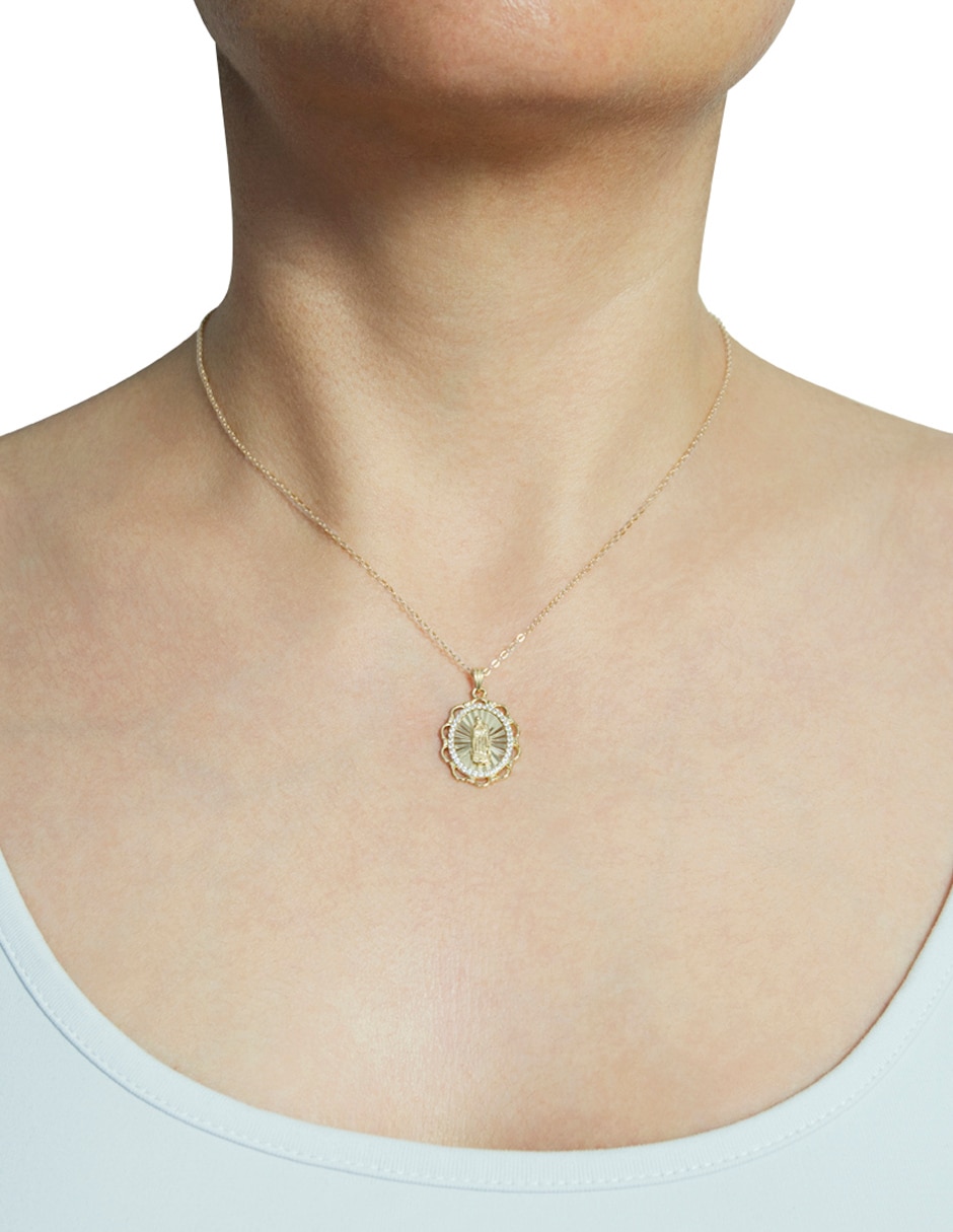 Medalla y cadena de virgen de Guadalupe de plata p 925 3