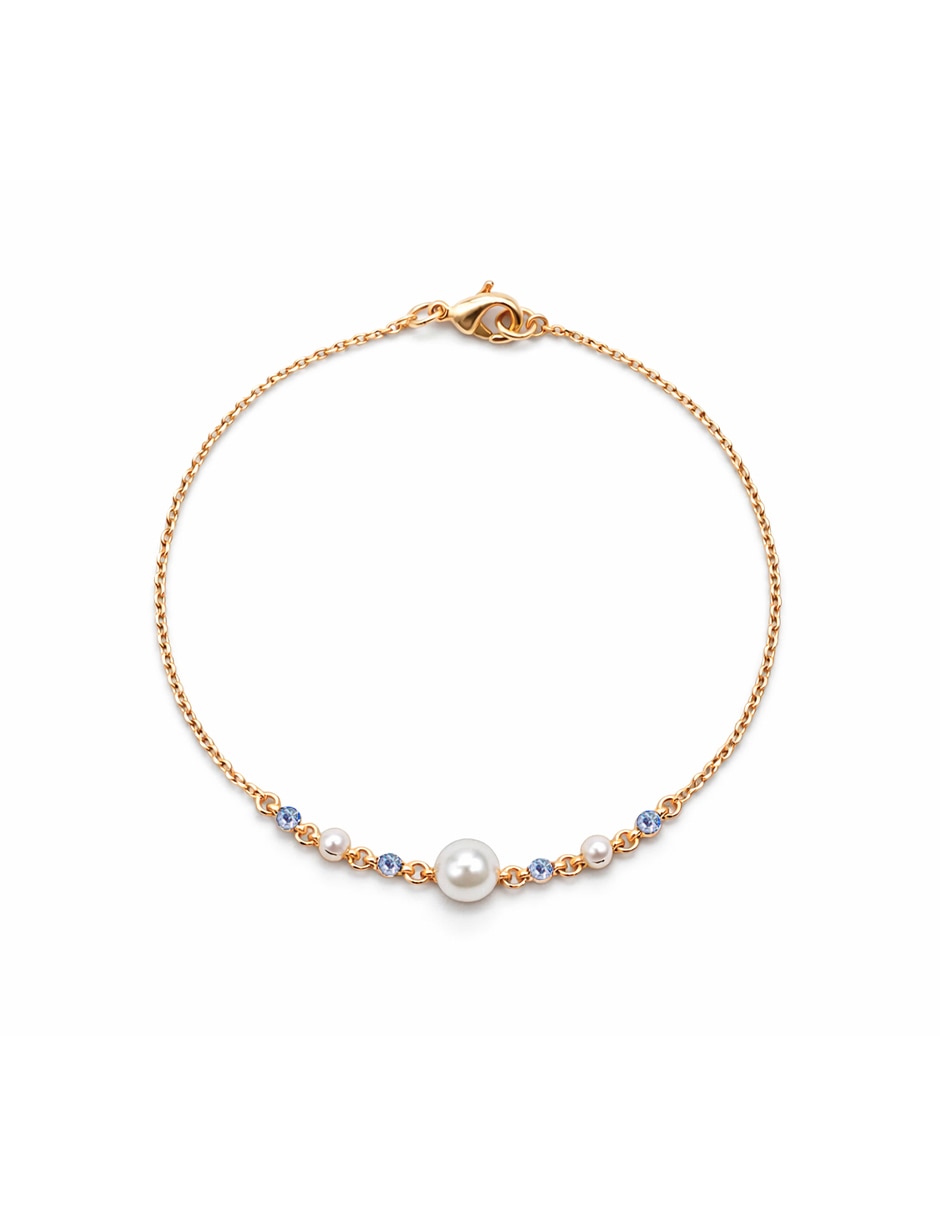 Pulsera Carré Perla Sapphire con acabado pavé