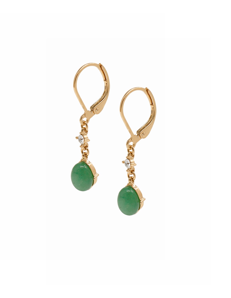Aretes largos ovalados Aventurine con acabado pavé aventurina