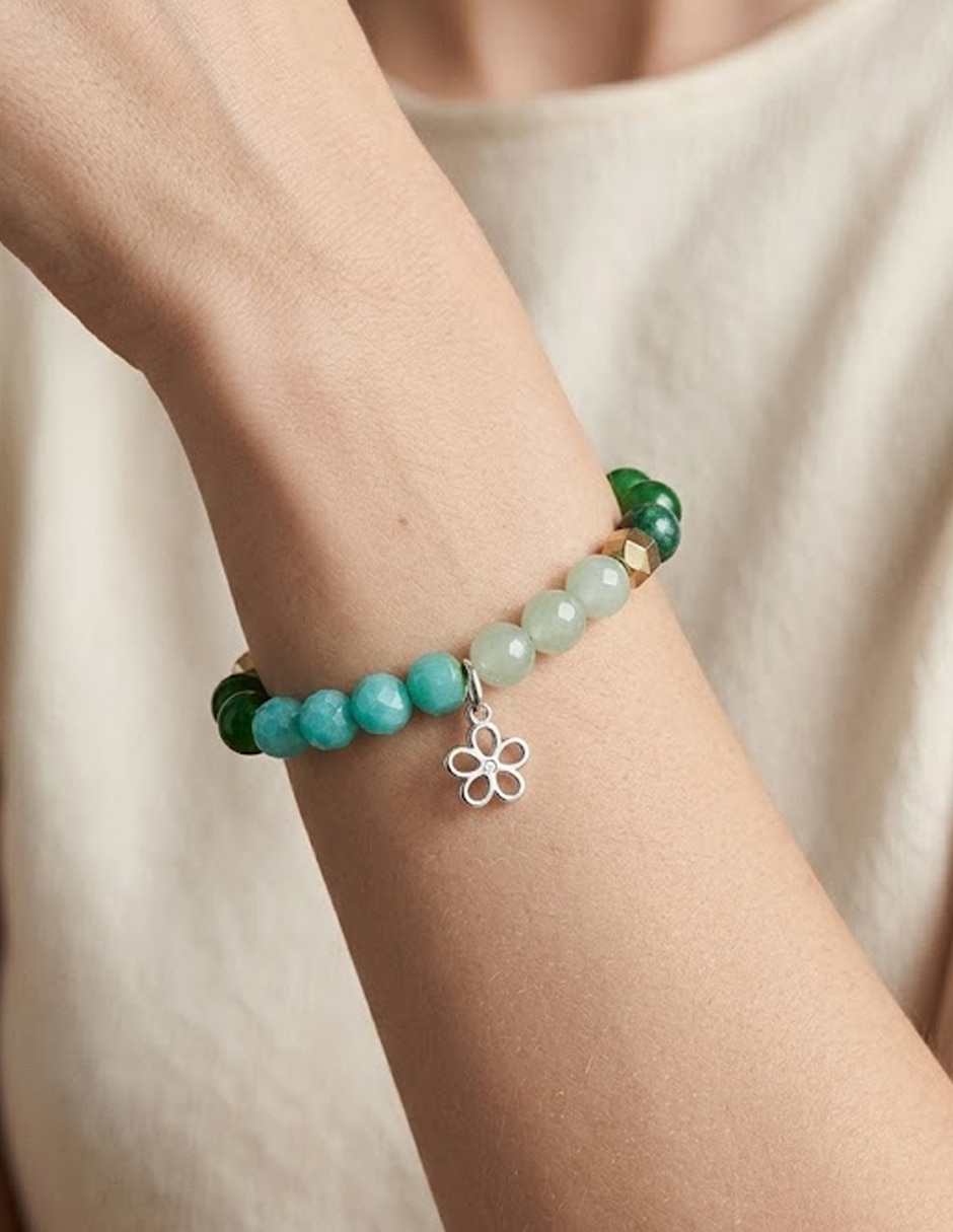 Pulsera de ágata con agata verde natural p 925 petit piedras acabado 3