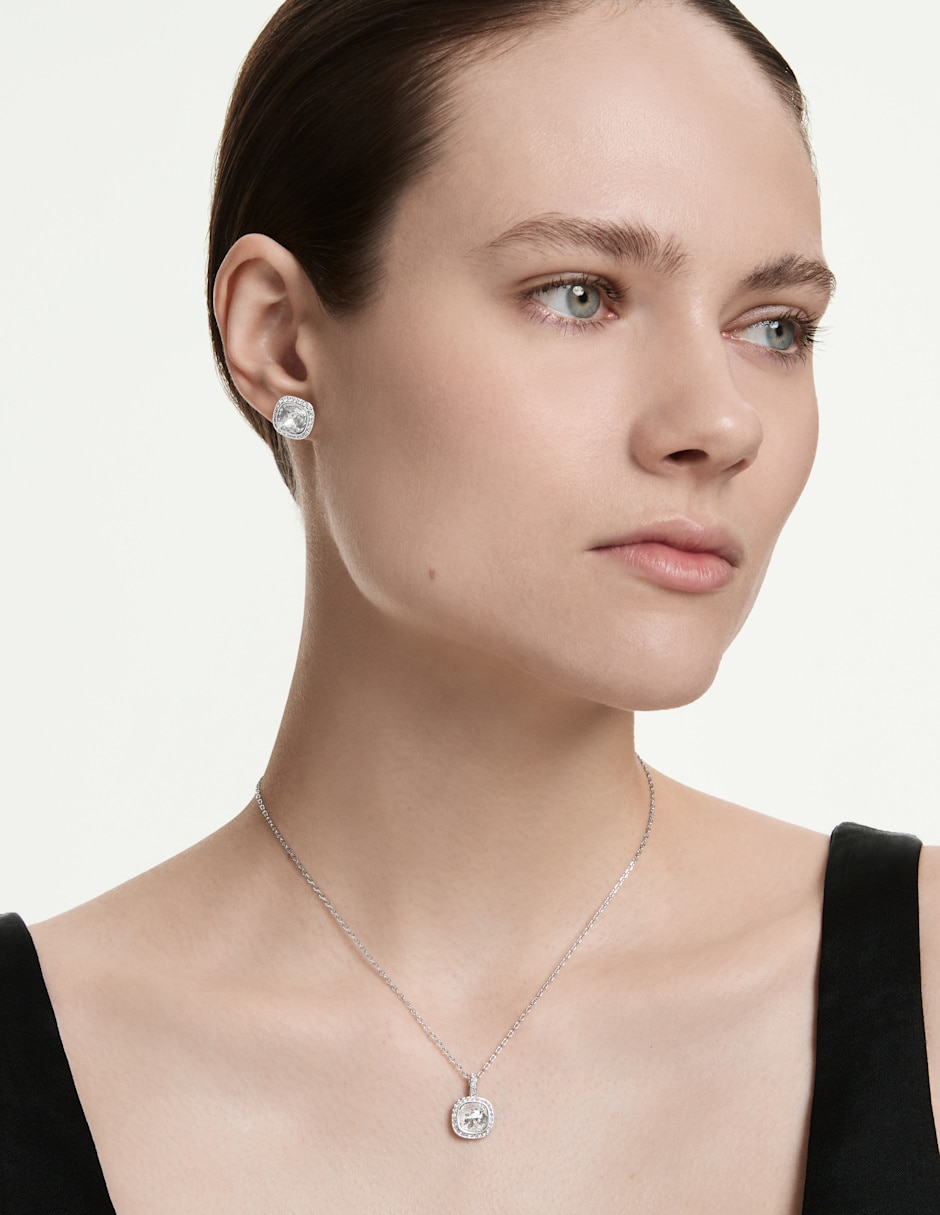 Set de collar y aretes una de rodio swarovski