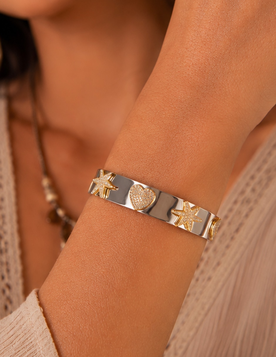 Brazalete con Dulce Destello acabado baño de oro 3