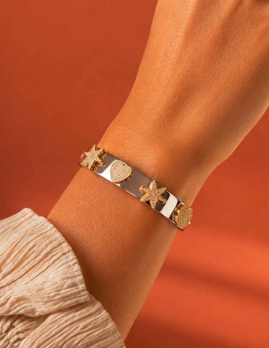 Brazalete con Dulce Destello acabado baño de oro 4