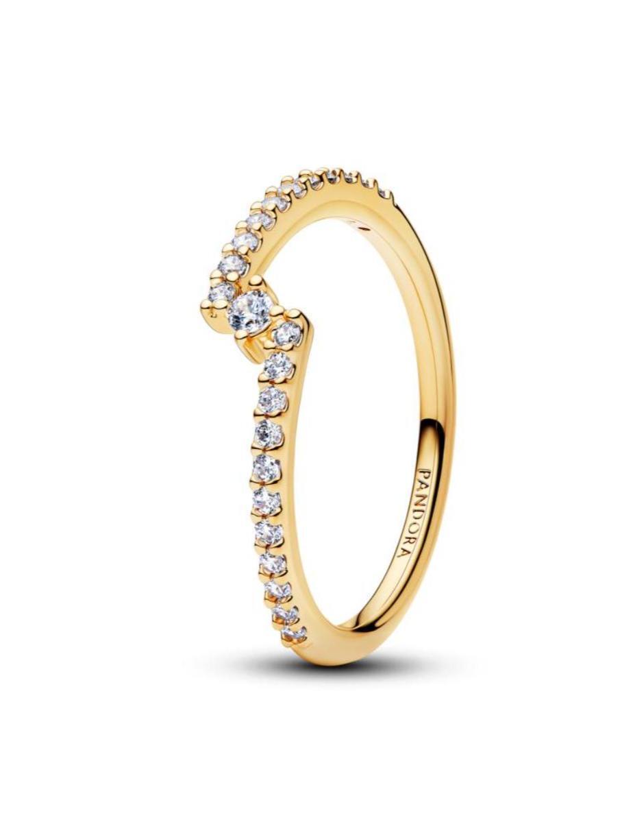 Anillo pandora timeless p 925 de plata zirconia cúbica acabado baño de oro