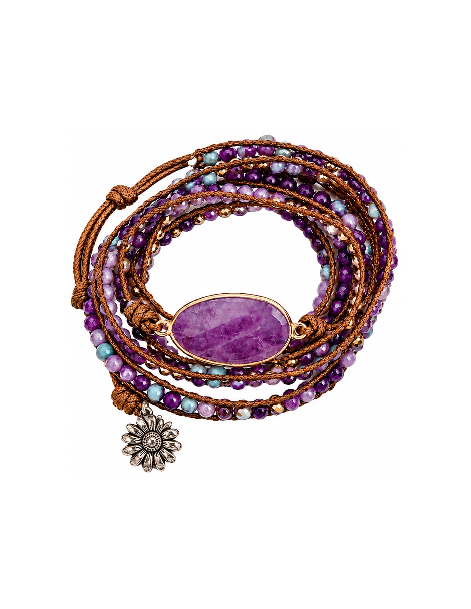 Pulsera y brazalete anamora por tanya moss con amatista prisma acabado