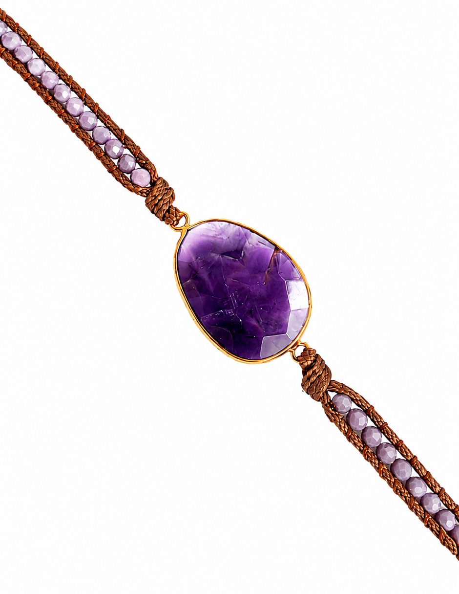 Pulsera y brazalete anamora por tanya moss con amatista prisma acabado