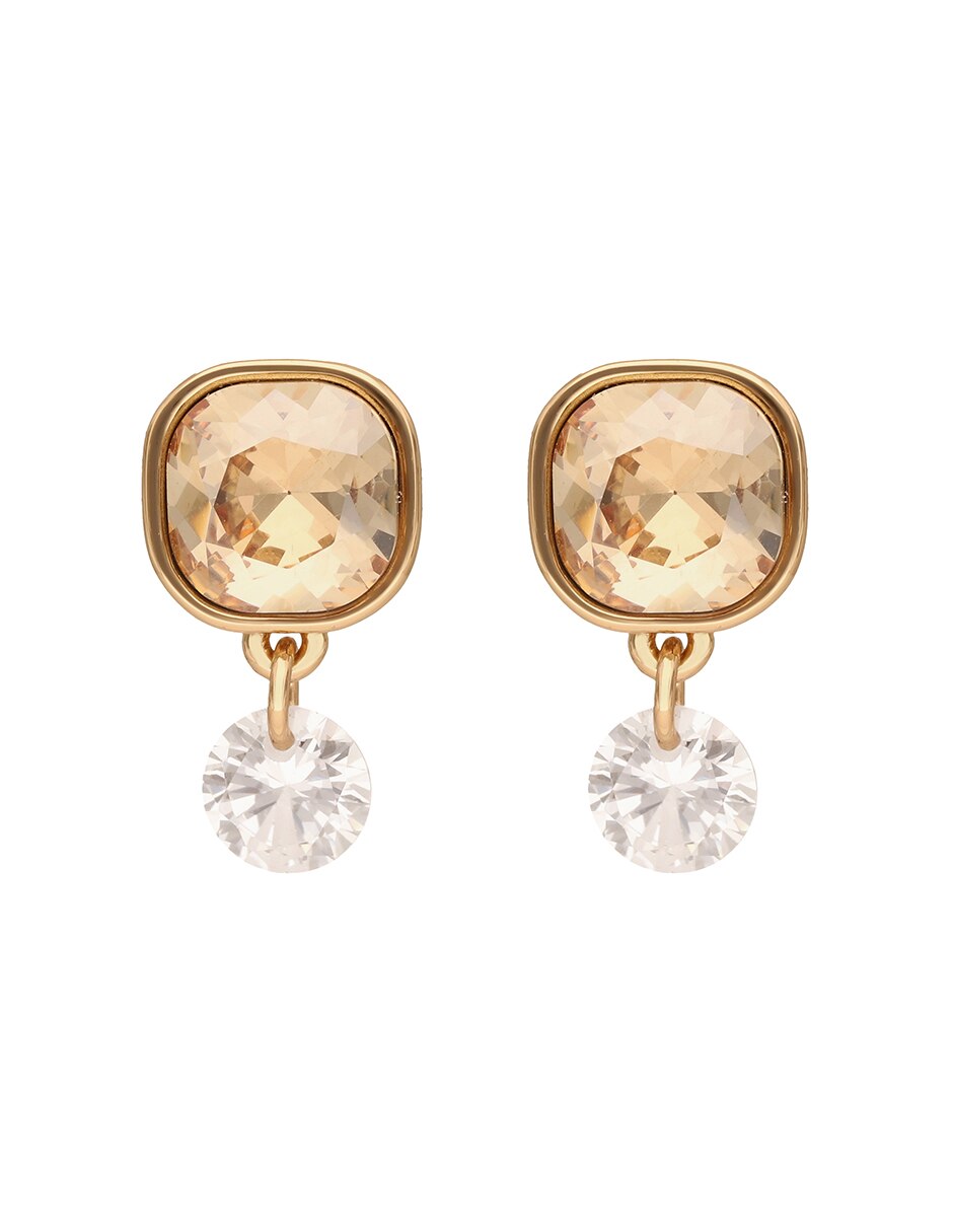 Aretes cuadrados Raeya con acabado pavé cristal