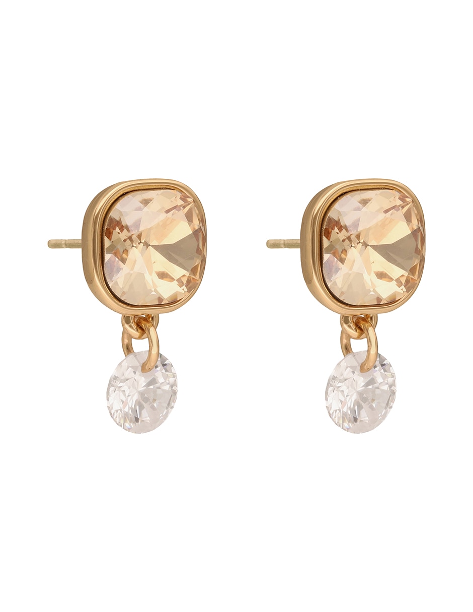 Aretes cuadrados Raeya con acabado pavé cristal 3