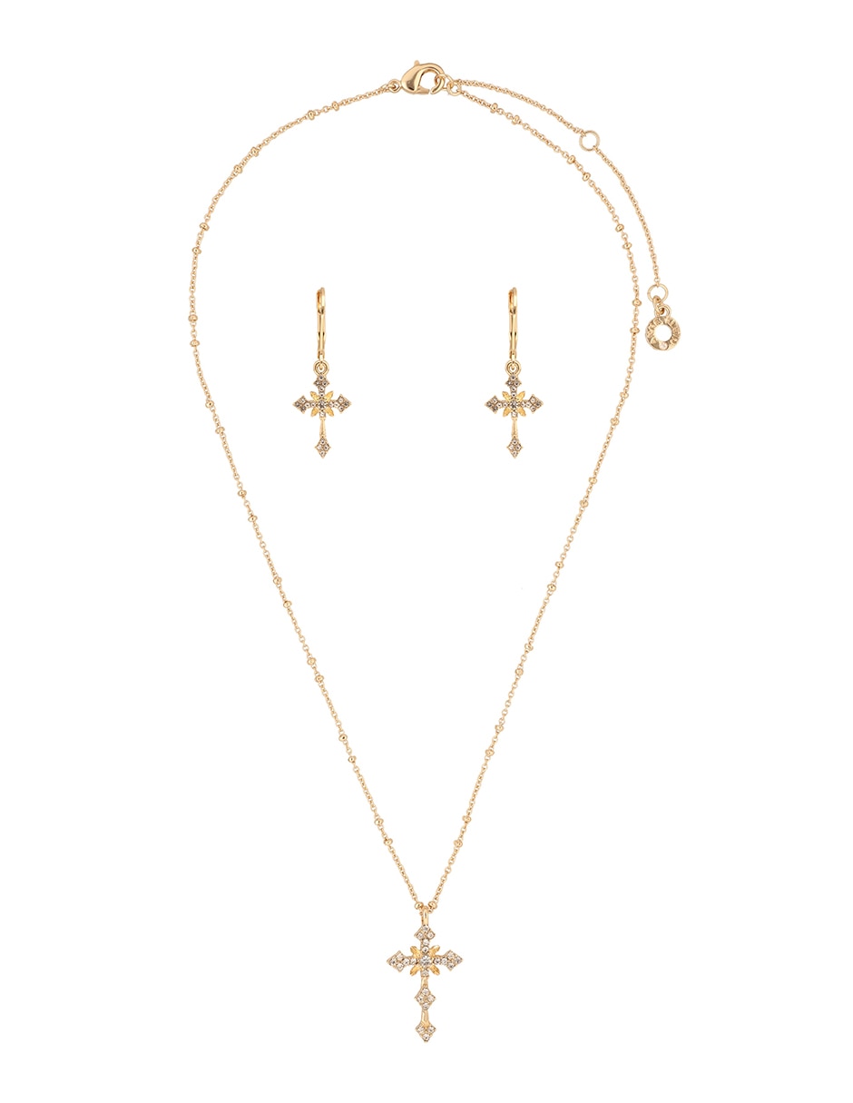 Aretes y collar coral gable cristal