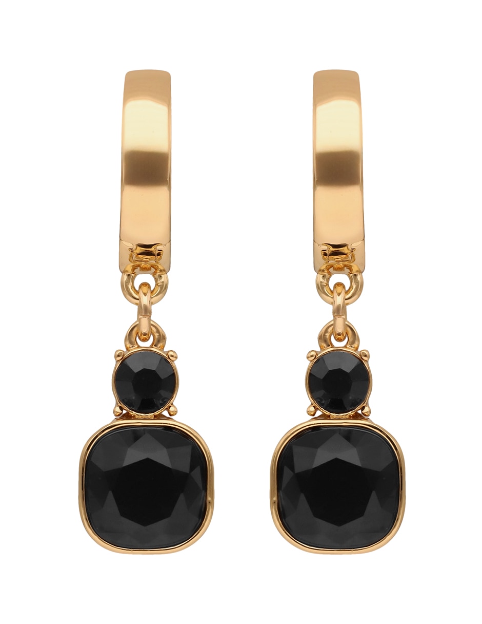 Aretes cuadrados Raeya con acabado pavé cristal