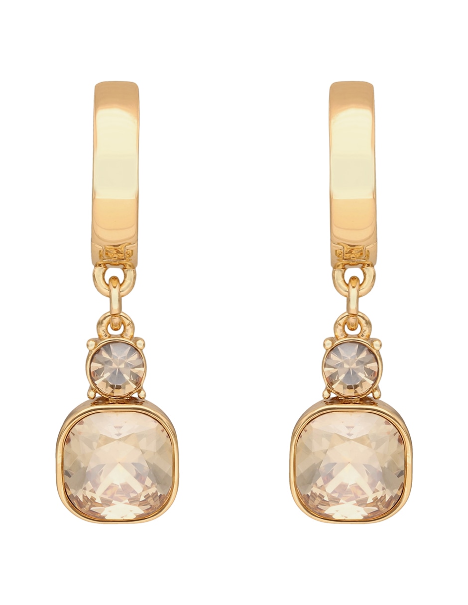Aretes cuadrados Raeya con acabado pavé cristal