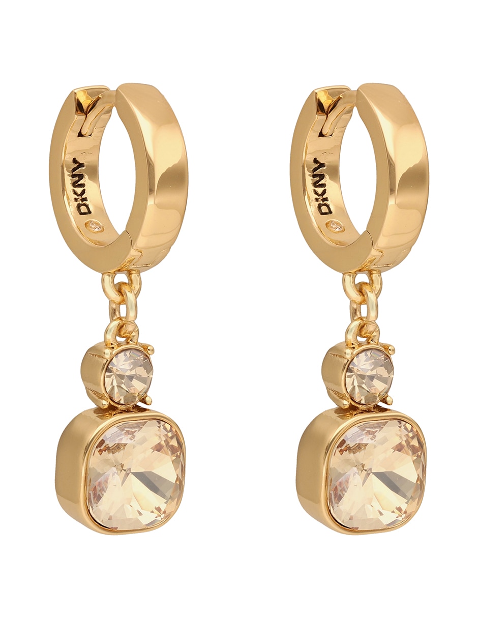 Aretes cuadrados Raeya con acabado pavé cristal 3