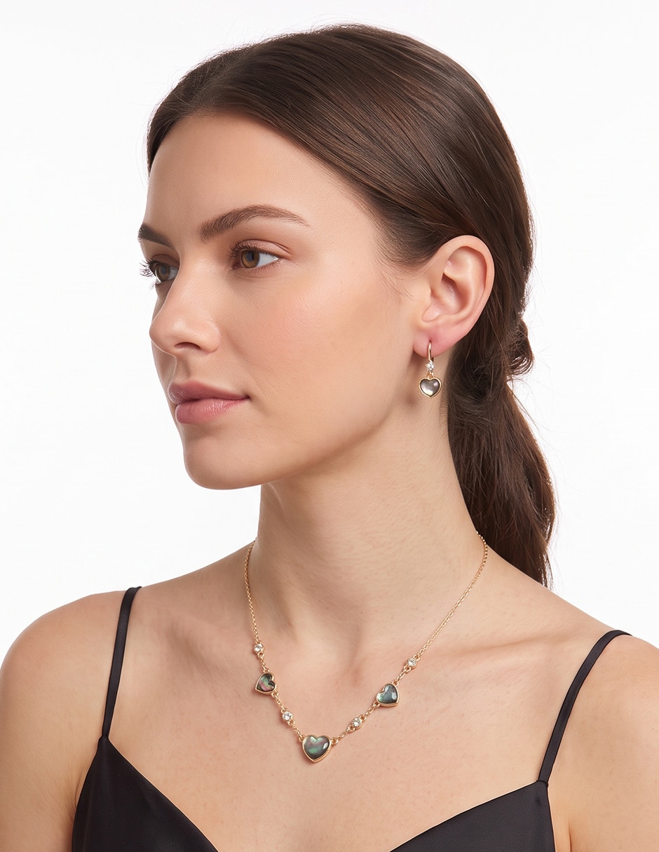 Aretes y collar Coral cristal 3